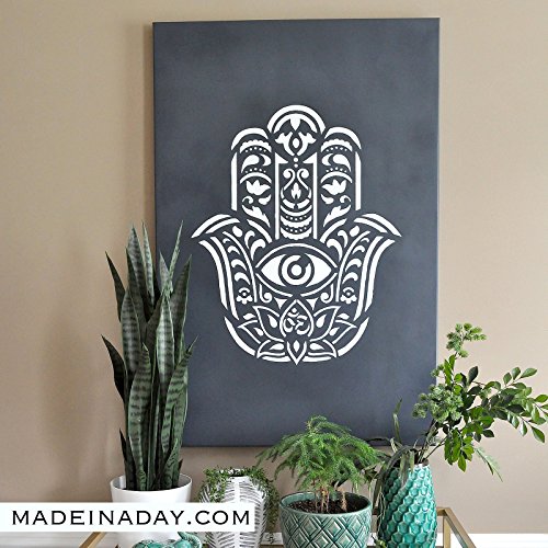 Hamsa Palm Mandala Stencil Template for Walls and Crafts - Reusable Stencils for Painting in Small & Large Sizes