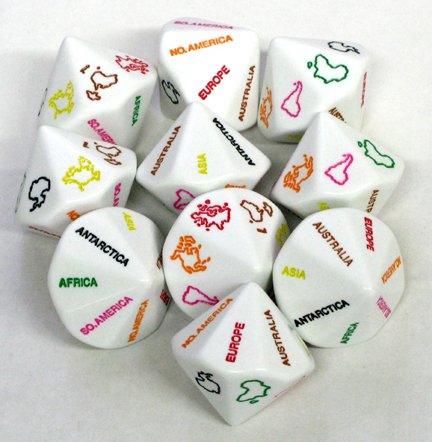 Montessori Color-Coded Continent Dice