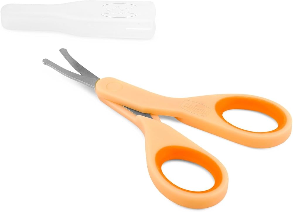 Chicco Baby Nail Scissors Stainless Steel Curved Blades Orange