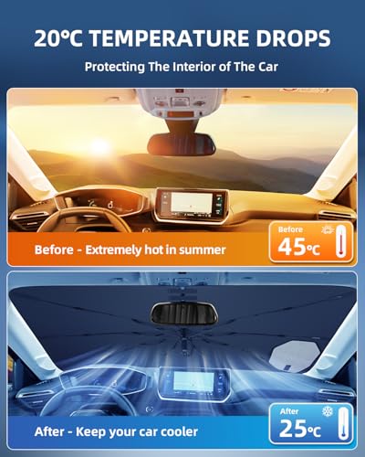 LANGBEAN [Enhanced] Sun Visor for Peugeot 208 E-208 2019-2026, Foldable Car Sun Shade Blocks UV Rays & Heat, Sun Protection Easy to Install & Fold