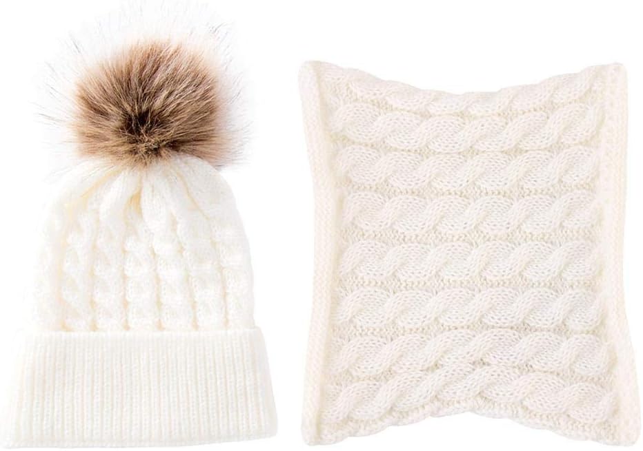 NELNISSA Baby Toddler Hats Scarf Set Newborn Knitted Warm Pom Pom Beanie Cap Girls Boys