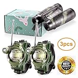 Petask Kids Walkie Talkies and Binoculars for Kids - Outdoor Toys Two-Way Radios Walky Talky for Children, Cool Outdoor Walkie Talkie Kit for Boys and Girls + Kids Binoculars, Camouflage