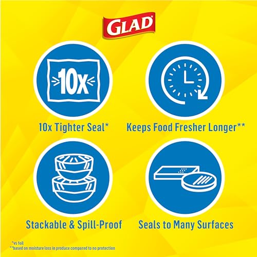 Glad Press'N Seal Plastic Wrap for Food, Griptex Technology, 70 Square Foot Roll (Pack of 1)