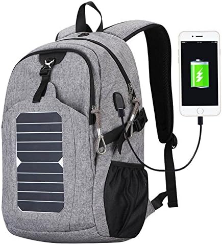 FRN 30~40L Nylon 5.3V Solar Powered Multifunction Backpack Men with Usb Charging(grey)