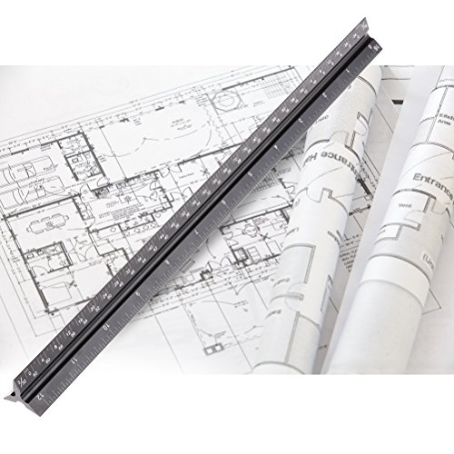 Architectural Scale Ruler Black Solid Aluminum Core Laser Etched