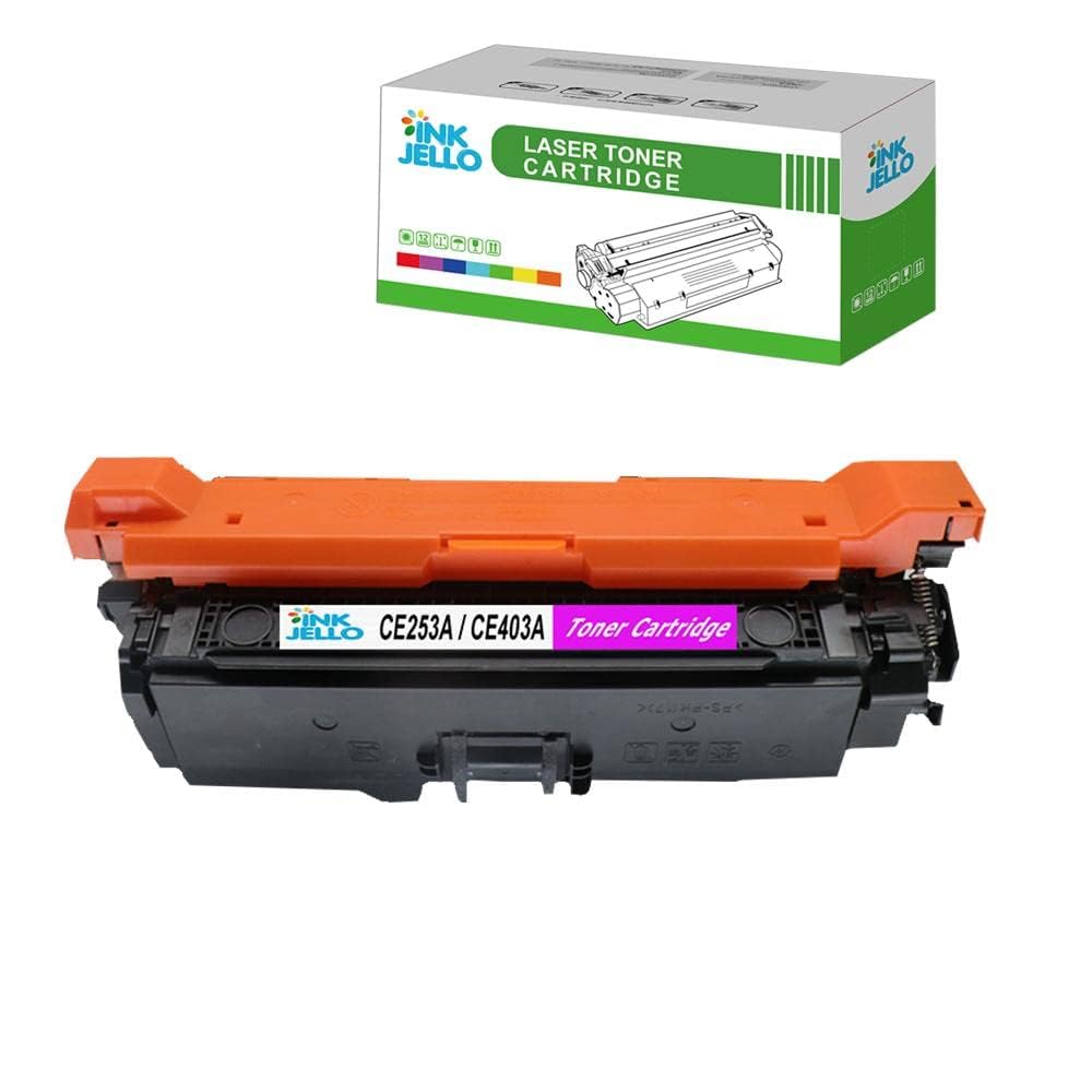 InkJello Toner Cartridge For Printer, Compatibile with HP Colour LaserJet CM3530 CM3530fs CP3520 CP3525 CP3525dn CP3525n CP3525x CE253A (Magenta, 1-Pack)