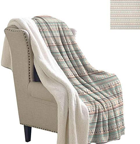 Willsd Anchor Lamb Velvet Wavy Lines Little Dots and Stripes Border Pattern Marine Travel Voyage Gift Throw Blanket for Women Men Pale Blue Brown Orange W59 x L78