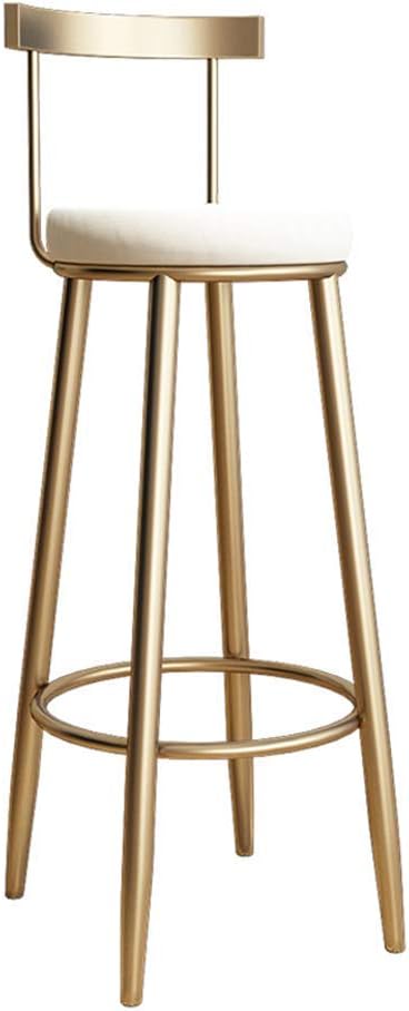 LZQBD Bar furniture/Wrought Iron Bar Stool with Backrest High Stool Gold Metal Leg Wite Velvet Cushion, Bistro Pub Dining Room Footrest Barstools Kitchen Breakfast Chair (Size : 75cm(29.5 Inch))