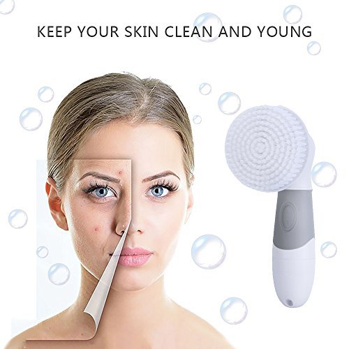 Face Brush, Beaulinks IPX7 Waterproof Facial Cleansing Brush with 4 Brush Heads for Deep Cleansing, Gentle Exfoliating, Removing Blackhead, Massaging for Body Skin Care (White)