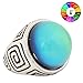 Mood Ring Classic Design Handmade Abstract Pattern Zinc Alloy Antique Sterling Silver Plated Round Shape Temperature Sensing Color Changing Stone Finger Big Rings for Women Men Fashion Unique RS044