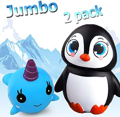 2 Pack Squishies Slow Rising Jumbo Unicorn Whale Penguin Scented Stress Reliever Woqoo Soft Squishy Cute Animals Shape Toys Simulations Decorations Toys Birthday Gifts for Kids Adults