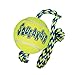 KONG Squeakair Tennis Ball with Rope Dog Toy, Medium, Yellow [2-Pack]