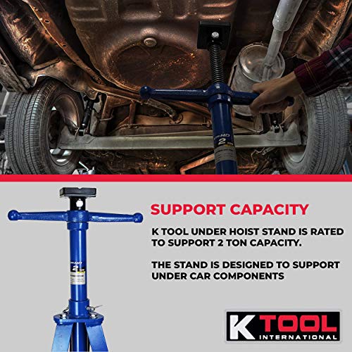 K Tool International Underhoist Support Stand XD, 2 Ton Tripod High Lift, Bearing Mounted Spin Handle, Height up to 80 Inches, 24 Inch Triangle Base KTI61002 - Image 6
