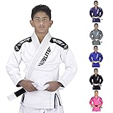 Elite Sports Ibjjf Ultra Light Bjj Brazilian Jiu Jitsu Gi for Kids with Preshrunk Fabric and Free Belt C3, White