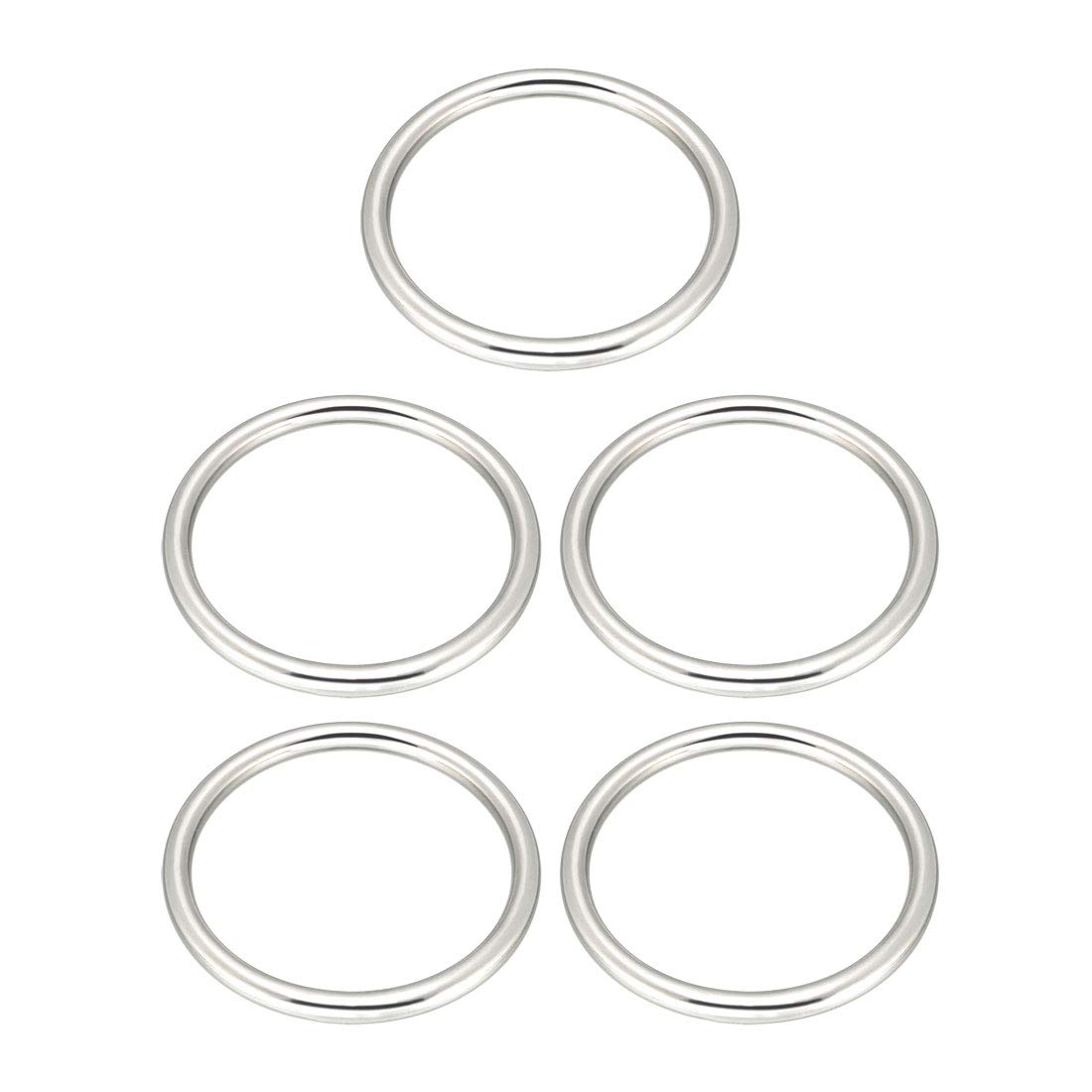 sourcing map Metal O Ring Buckle Welded 70mm x 60mm x 5mm for Hardware Bags Ring Hand DIY Accessories 5 Pcs