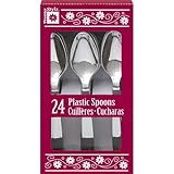 Silver Plastic Spoons, 24ct