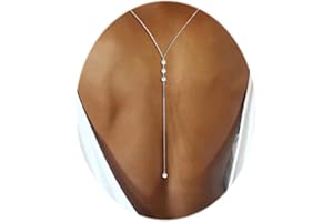 Eyraevor Rhinestone Back Chain Necklace Bridal Wedding Backdrop Body Jewelry for Women Summer Body Chain Necklace Shoulder Back Chain