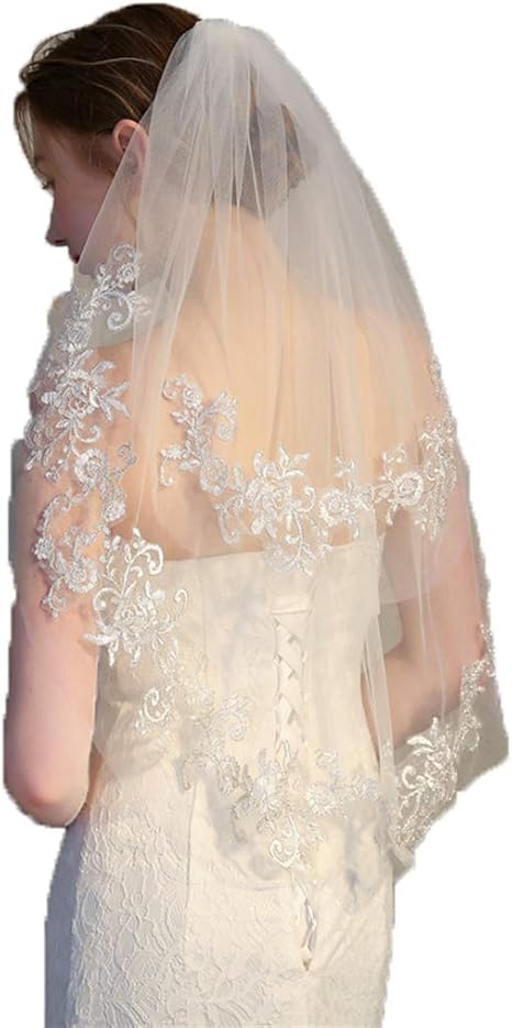 Amazon Co Jp ブライダルベールのヨーロッパとアメリカの二層の短いレースのレースのベールの結婚式の結婚の毛の櫛 ホーム キッチン