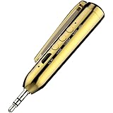 高音質 ワイヤレスオーディオBluetooth送信機 発信器 Bluetooth4.1受信機AUXカーBluetoothオーディオアダプタ 超軽量 車載音楽 内蔵マイク 通話可能 3.55mm AUX-端子 充電式 (金)