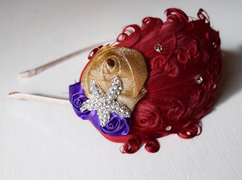 Gold Starfish Rhinestone Flapper Girl Red Feather Mermaid Headband