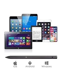 Lápiz capacitivo activo, recargable, de alta precisión, ajustable, punta fina, estilo capacitivo, para iOS Android Windows Touchscreen teléfonos inteligentes, tabletas, portátiles, etc. (Negro)