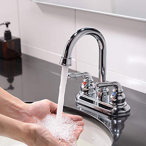 VCCUCINE Modern Contemporary Lead-free Two Handles 4" centerset Bathroom Faucet, Lavatory Vanity Utility Laundry Faucet Chrome Finish