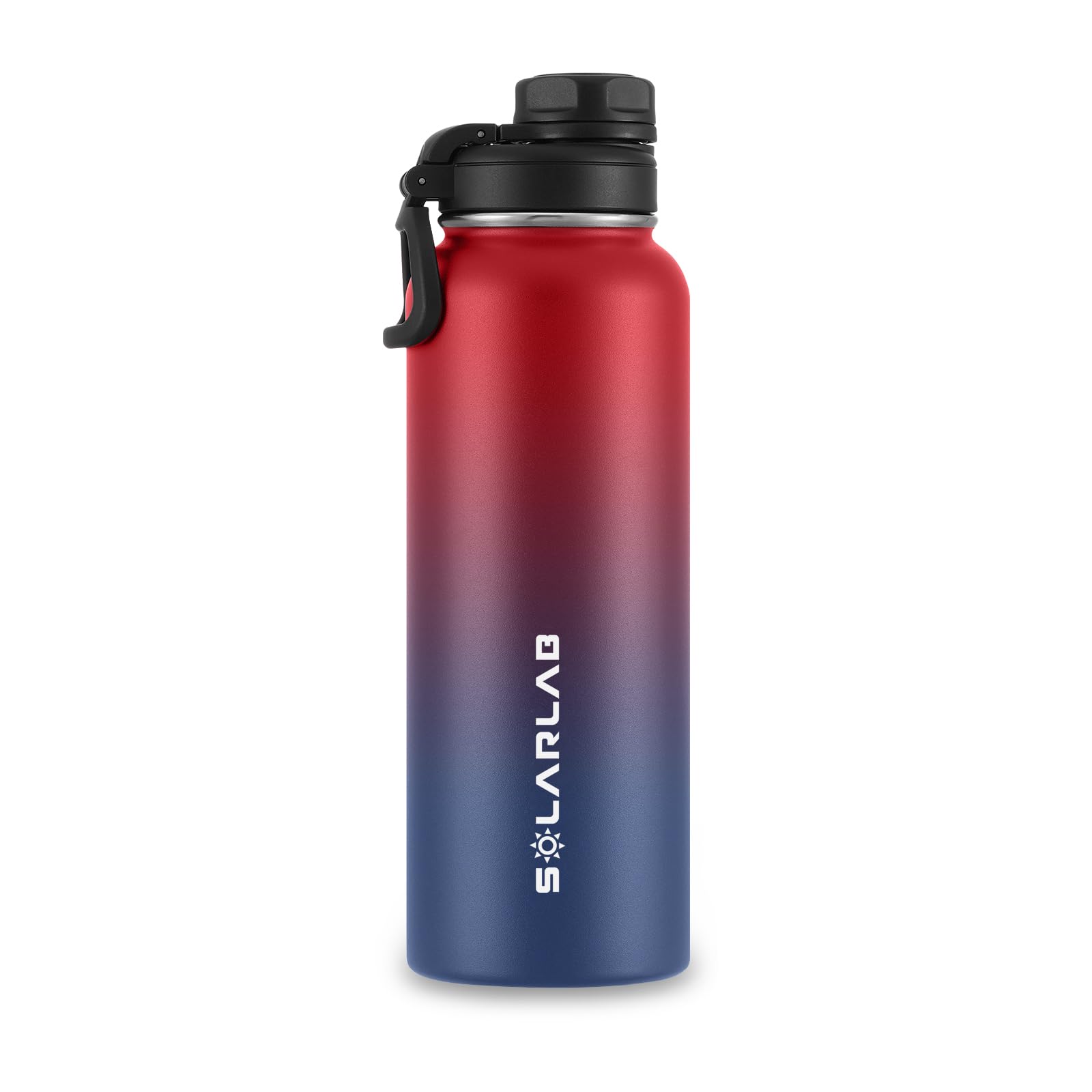 SOLARLAB Insulated Water Bottle 1.2 L Stainless Steel – Thermos Water Bottle – BPA Free – Perfect for Hot Drinks, Cold, Outdoors, Camping (1.2 L, Red+Bu Navy)