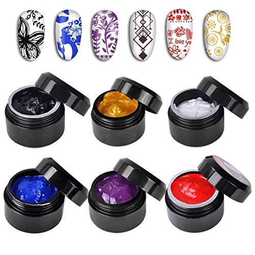 Biutee Nail stamping polish gel Pack of 6 Colors UV LED Gel Polish for nail stamping plate