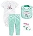 Simple Joys by Carter's Girls Baby 4-Piece Bodysuit, Pant, Bib and Sock Set, Mint Auntie, 3-6 Months