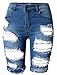 olrain Womens High Waist Ripped Hole Washed Distressed Short Jeans 16 Blue