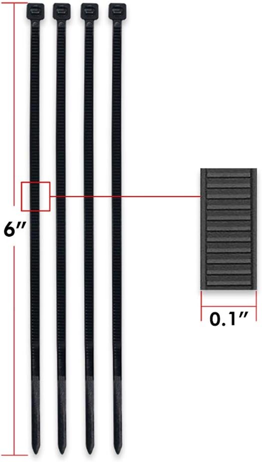 Nylon Cable tie Heavy-Duty 6-inch, 20-Pound tensile Strength, 100 Pieces, Nylon Cable tie, Width 0.1 inch / 2.5 mm, Black - Image 3
