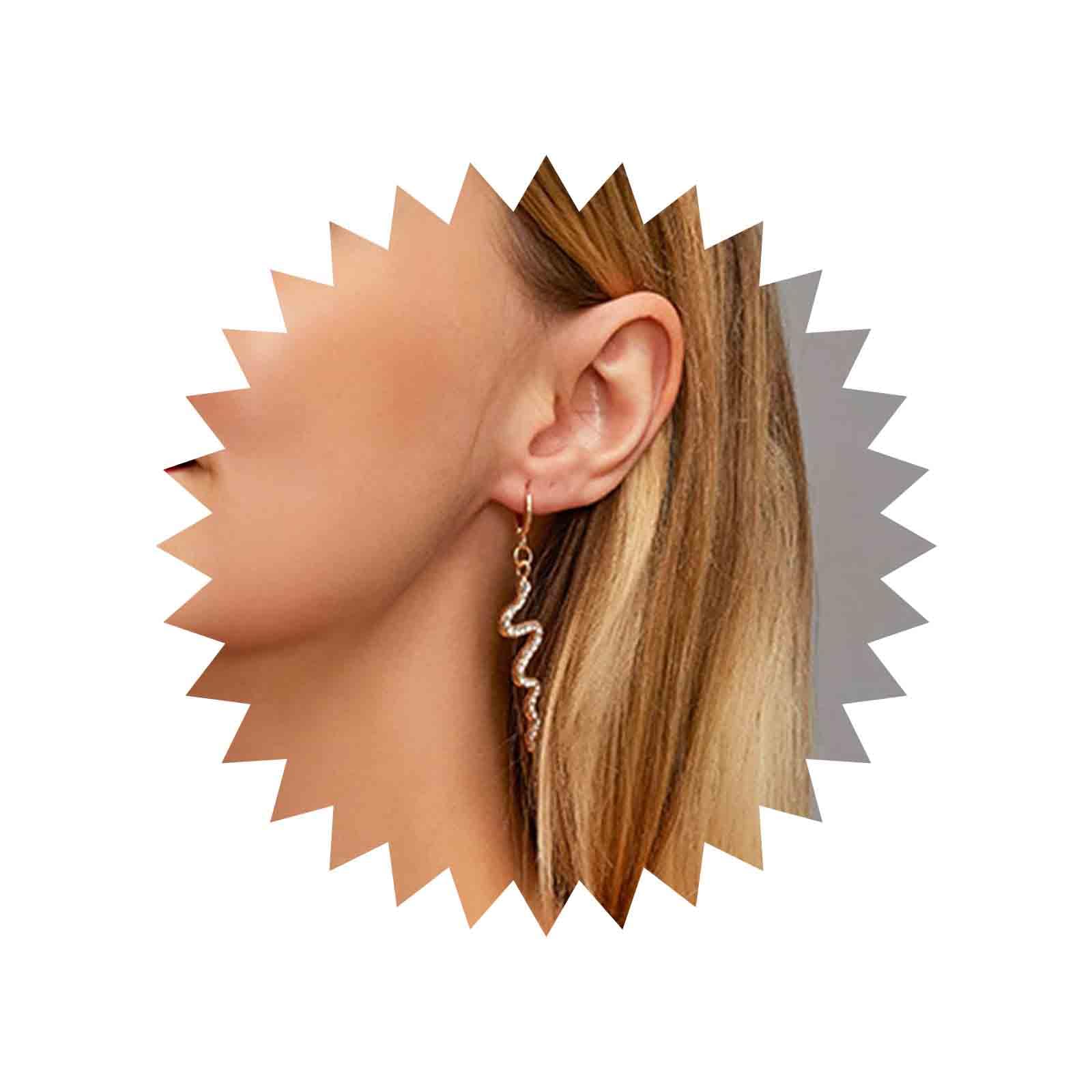 Aneneiceera Boho Snake Earrings Fashion Gold Earrings Chic Rhinestone Snake Alloy Stud Earrings Daily Party Ear Accessories Vintage Earrings Wedding Jewelry for Women and Girls