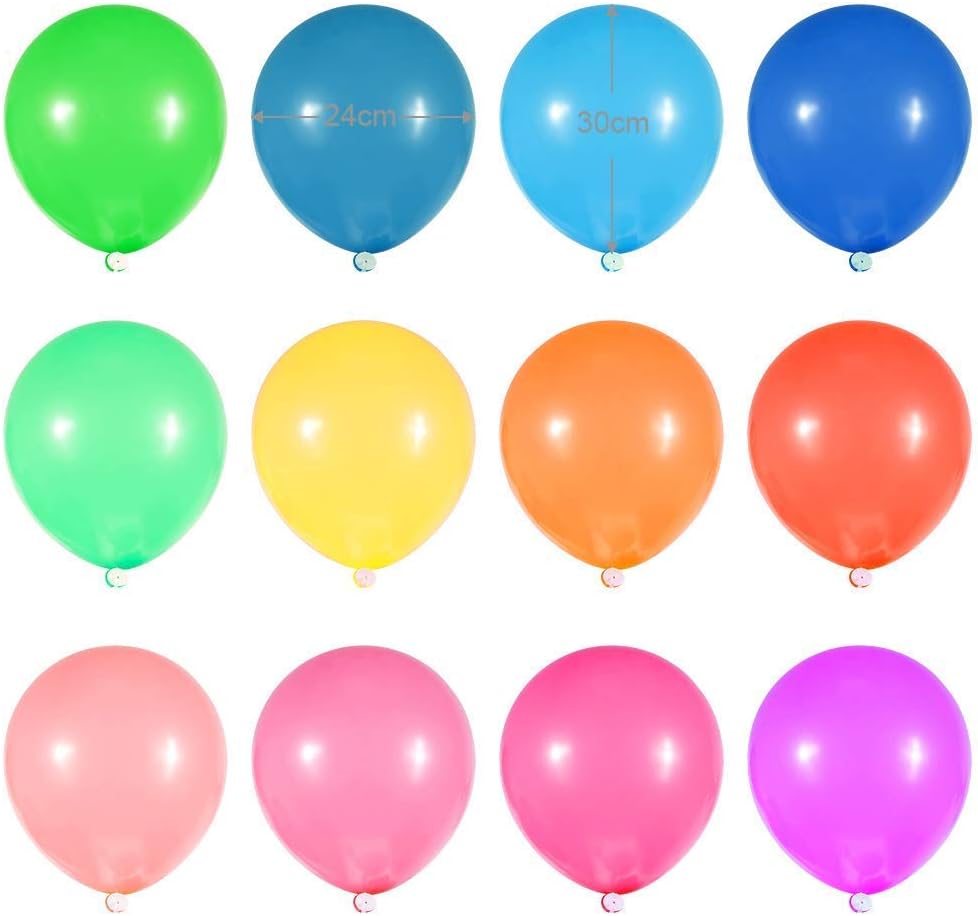 Birthday Party Balloons, 100 Pack 12 Inch Colored Latex Balloon Set Balloon Arch Rainbow Party Supplies for Helium Tank or Air Use Party Decorations