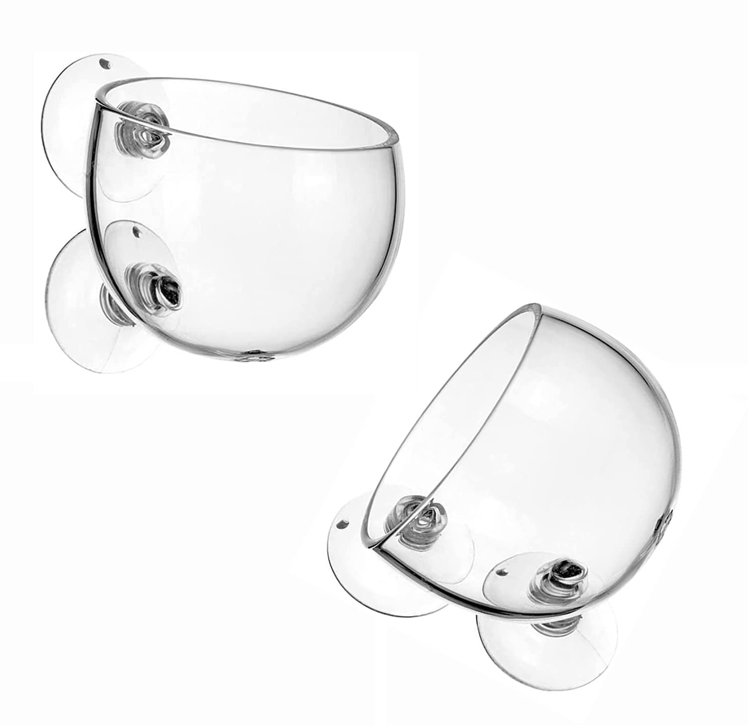 Tiardey 2-Pack Crystal Glass Aquatic Plant Cup Pot Holder, Aquarium Tank Live Plant Glass PotRed Shrimp Holder with 2 Suckers, Fish Tank Aquascape Décor