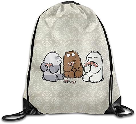 BERTHA Unisex We Bare Bears Eating Drawstring Beam Port Gym Backpack