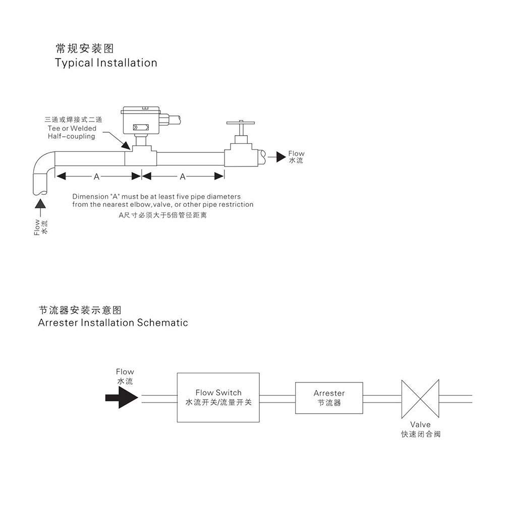 Flow Switch, 6380V HFS25 1″ 1.0MPa Water Flow Switch Paddle Control