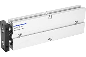 FAFEICY Industrial Aluminum Alloy Double Rod Air Cylinder, 1.0MPa Pressure Rating, 10-200mm Stroke Length, Double Shaft Design (TN16X200-S)