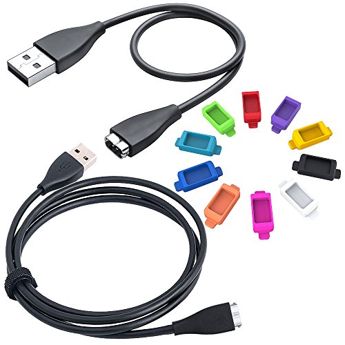 CAVN 2 Pcs (1 FT + 3FT) Replacement Charging Cable Compatible with Fitbit Charge HR Wristband Charger (with 10 Packs Sweat Resistant and Anti-dust Plugs) - Thumbnail 7