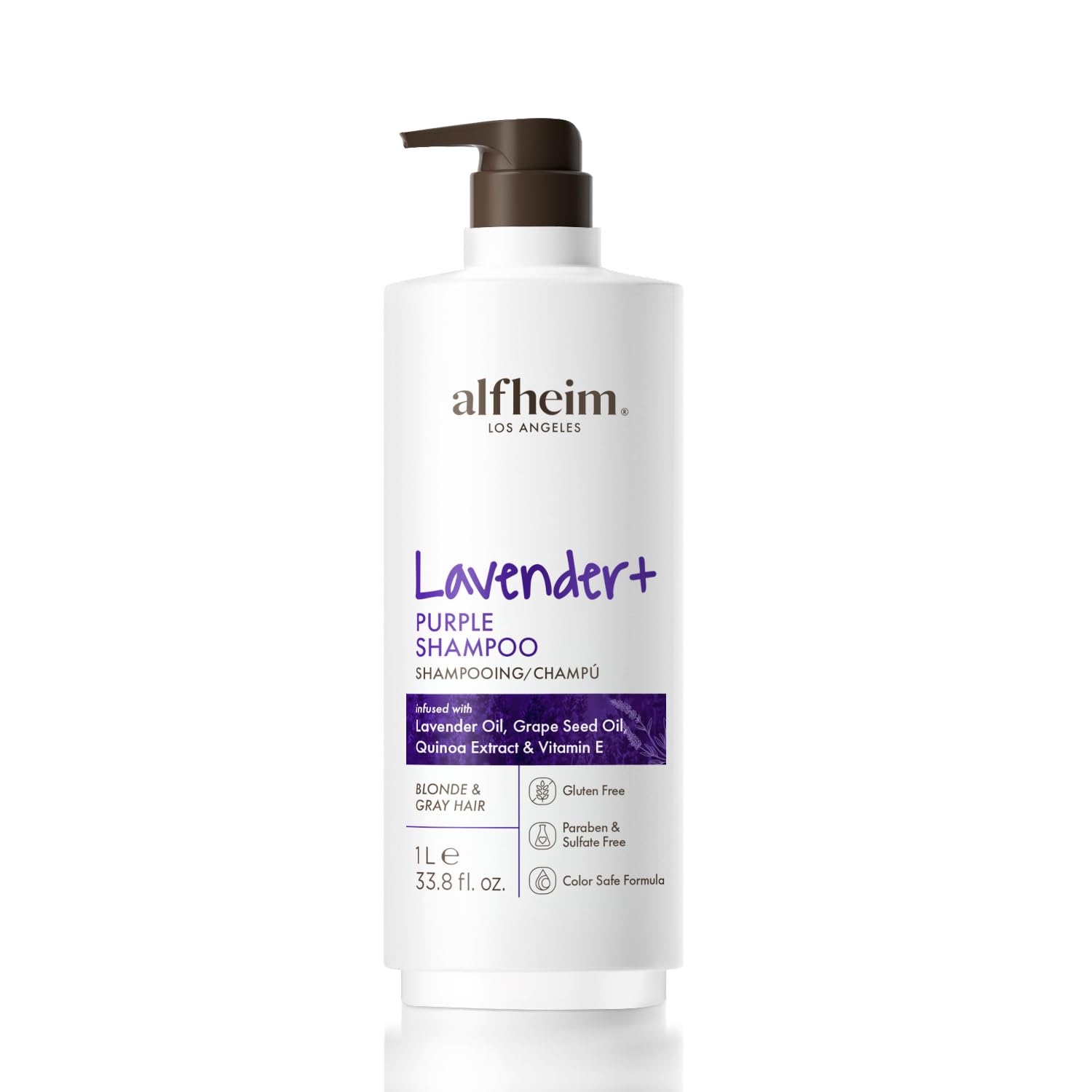 ALFHEIM Lavender+ Purple Brightening Shampoo | Deep Moisturizing, Hydrating & Smoothing | Color-Safe, Sulfate & Paraben-Free Formula, for Silver, Blonde & Highlighted Hair | 33.8 fl oz