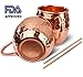 Copper Moscow Mule Mugs Delicious Sphere with 2 Straws Delicious Sphere Solid Handcrafted Copper Hammered Cups Set of 2 - 16ounce