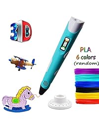 KIRKICAL   Bolígrafo 3D con relleno de filamento PLA y pantalla LED de dibujo inteligente, impresión 3D, para niños y adultos, paquete de 5 colores diferentes