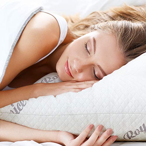 Bamboo Sleeping Pillow Shredded Memory Foam Pillow 2 Pack, Adjustable Bed Pillows for Sleeping