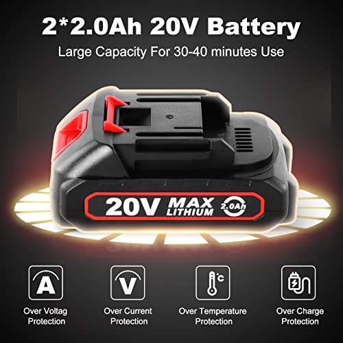 6 Inch Mini Chainsaw Cordless, Chain Saws with 800W Brushless Motor & 2x 2.0Ah Batteries, Portable Handheld Small Chainsaw with 2 Chains, Security Lock, for Wood Cutting Tree Trimming Garden