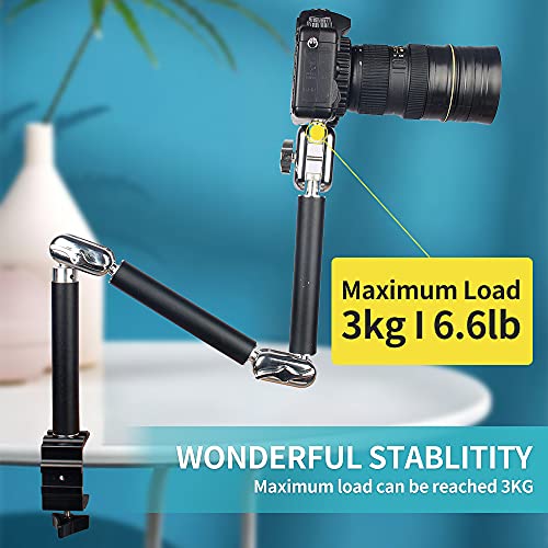 JEBUTU Camera Desk Mount,Arm Camera Mount with Phone Holder, Adjustable