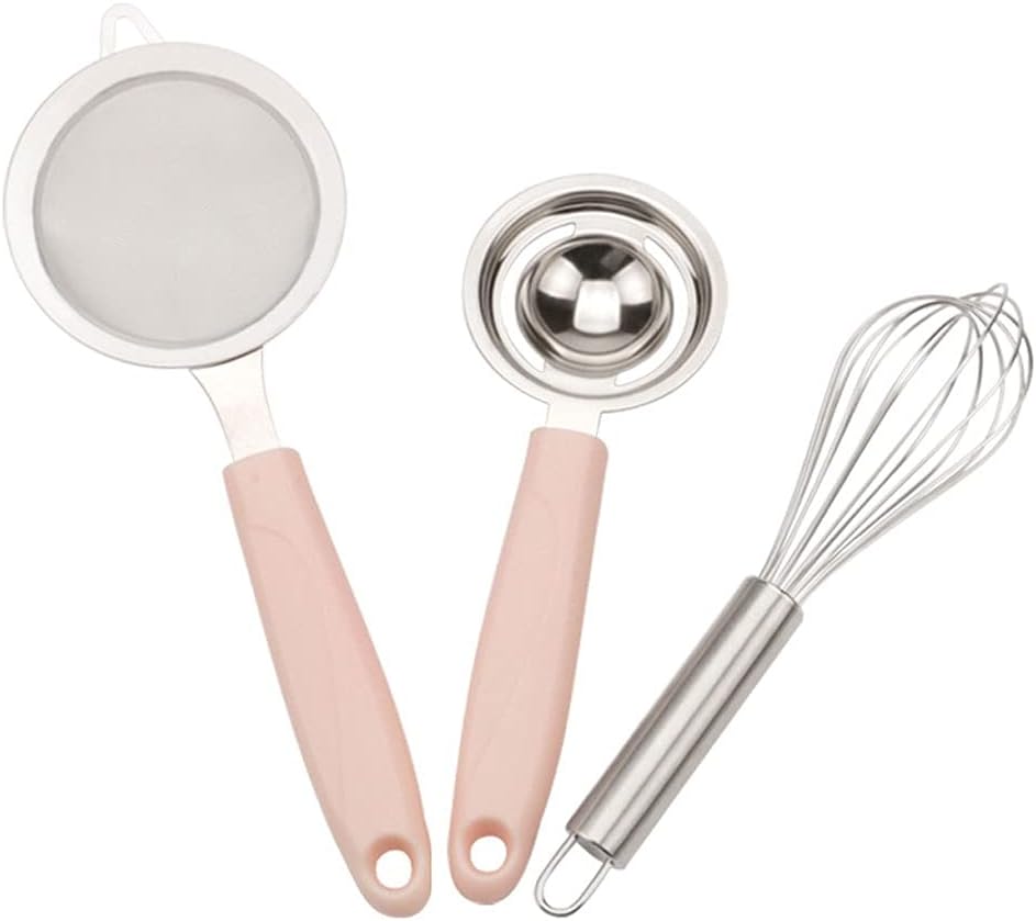 Colander Baby Food Supplement Tool Three piece Soy Milk Squeezer Juice Filter Sieve Egg White Separator and Blender Ultra fine Encryption Kitchen Household Filter Mesh Spoon Small Colander