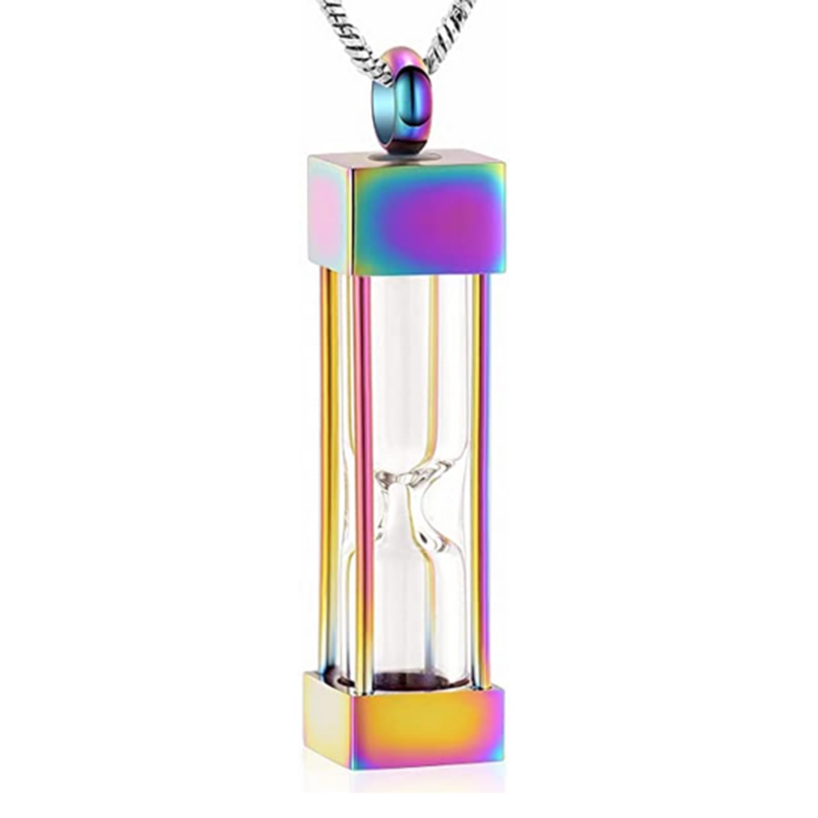 Glass Hourglass Cremation Jewelry for Ashes Container Vial Urn Necklace Pendant Stainless Steel Cylinder Bottle Memorial Cremation Keepsake Jewelry for Women/Men
