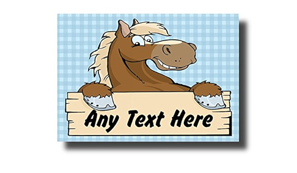 Azul de cuadros de dibujos animados caballo personalizado ...