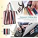Reusable Grocery Shopping Bags Foldable with Pouch, Heavy Duty Nylon Cloth Reusable Bags for Groceries, Shopping Trip (Stripe, 6-pcs)