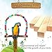 Bird Swing, Multi-Color 5.5 x 5.6 Inch Wooden Bird Swings Budgie Swing Toys Hammock for Parakeets Budgie Bird