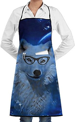 NCJSU White Wolf Moon Funny Kitchen Aprons Bartender Apron For Chef